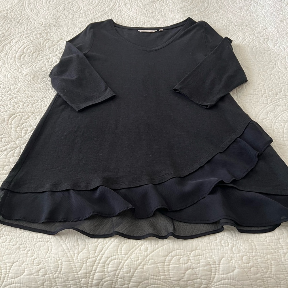 Layered Ruffle Black Top